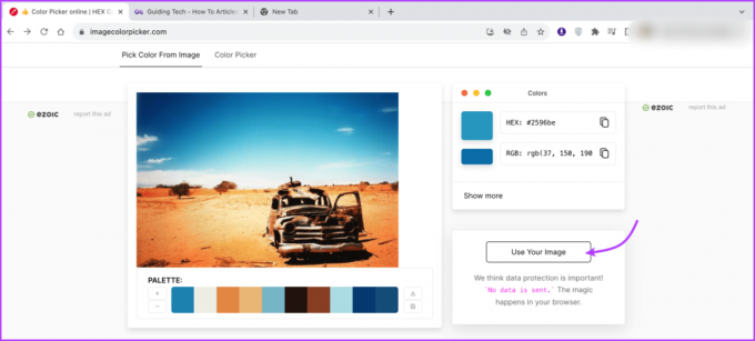 Poiščite barvno kodo HEX na spletnih mestih z uporabo ImageColorPicker 1