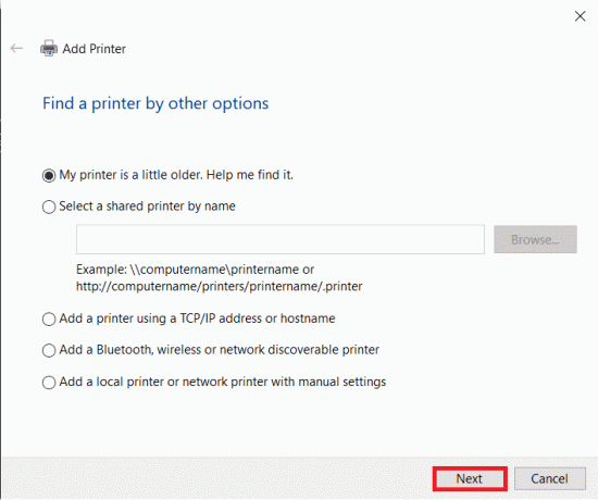 Изберете Моят принтер е малко по-стар и щракнете върху Напред