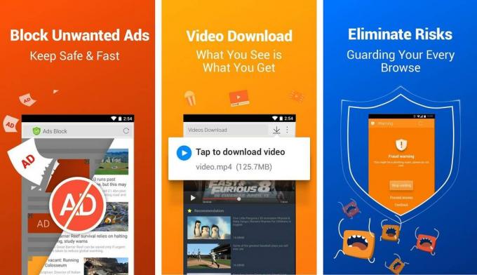 CM Browser Ad Blocker, ดาวน์โหลดเร็ว, ความเป็นส่วนตัว