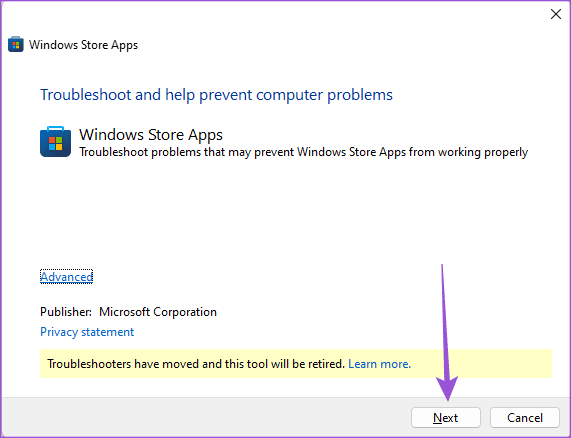 rulați instrumentul de depanare a aplicației Windows Store