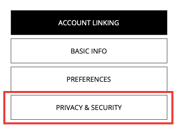 selecteer privacy en beveiliging 