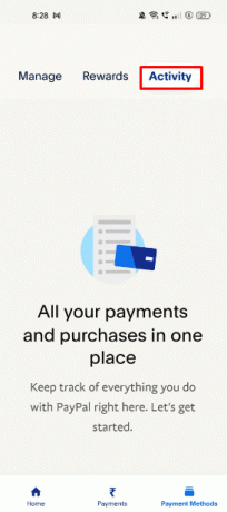Wählen Sie die Registerkarte Aktivität und tippen Sie dann auf die Option Kontoauszug. | So löschen Sie den PayPal-Verlauf