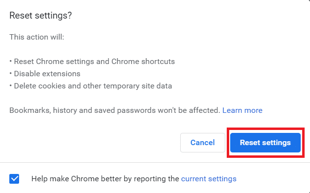 Instellingen resetten Google Chrome
