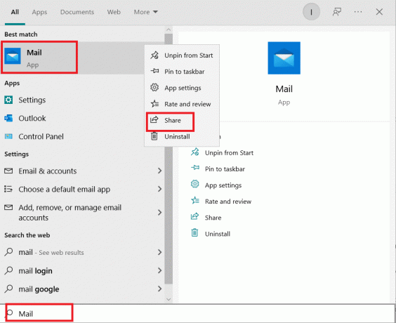 ar peles labo pogu noklikšķiniet uz Mail un izvēlnē noklikšķiniet uz Kopīgot
