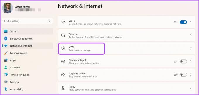 Опция VPN в настройках