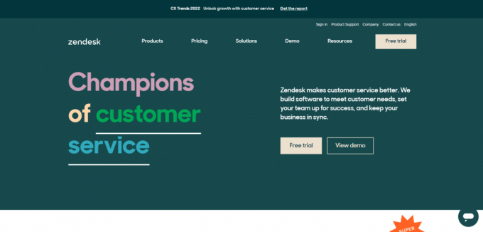 Zendesk Hompage