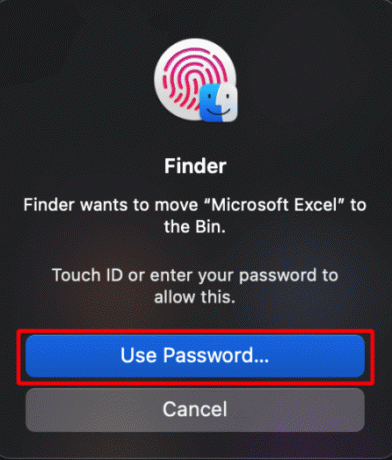 Tippen Sie auf Passwort verwenden. So entfernen Sie Apps vom Launchpad