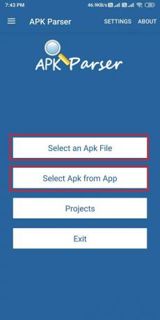 πατήστε «Επιλογή Apk από την εφαρμογή» ή «Επιλέξτε ένα αρχείο Apk. | Σφάλμα δεν εγκαταστάθηκε η εφαρμογή σε Android