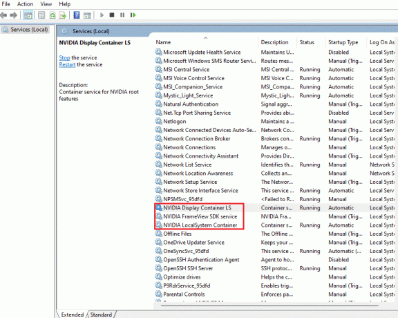 serviciul nvidia frameview sdk și serviciul nvidia localsystem container