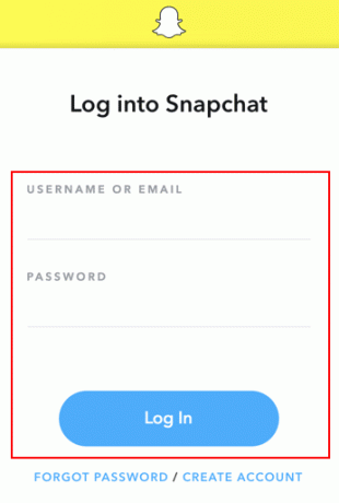 Åbn Snapchat og log ind på din konto med dit BRUGERNAVN og ADGANGSKODE | Sådan gendannes slettet Snapchat-konto efter 30 dage