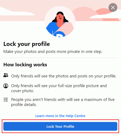 Κάντε κλικ στην επιλογή Κλείδωμα του προφίλ σας για να επιβεβαιώσετε την ενέργεια