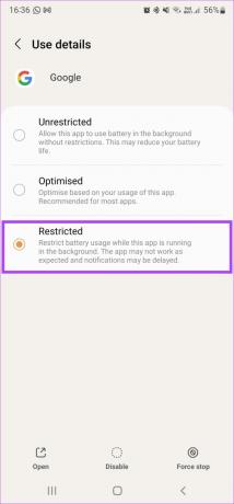 Obmedzte používanie batérie pre aplikáciu Google