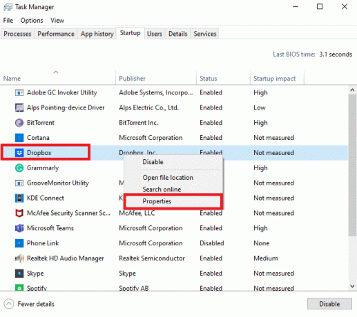 Dropbox를 찾아 마우스 오른쪽 버튼으로 클릭하고 속성을 선택합니다. Windows 10에서 Excel이 열리도록 느리게 수정