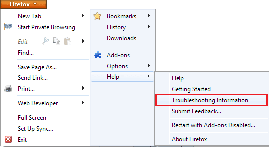 Informații de depanare Firefox