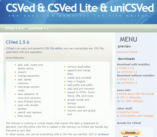 Официален уебсайт за CSVed