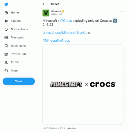 Minecraft-Crocs Crossover Collection tweet