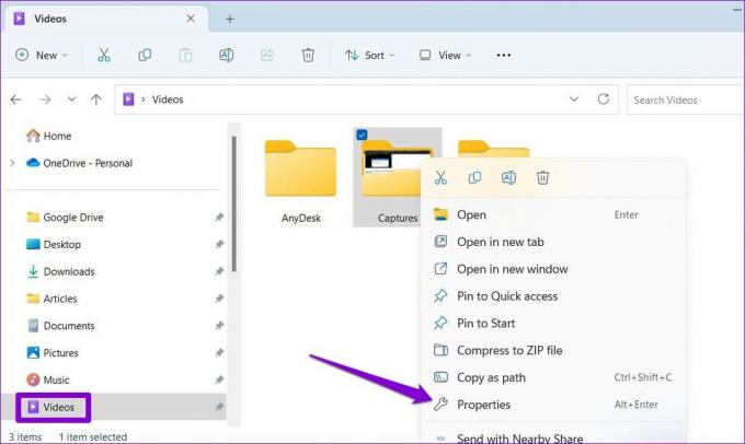 Videomapp i File Explorer
