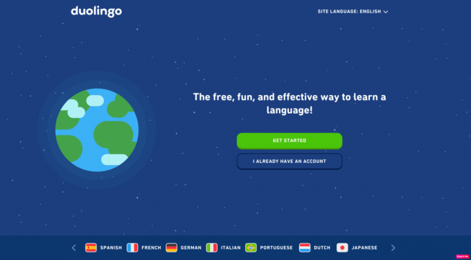Pagina principale di Duolingo