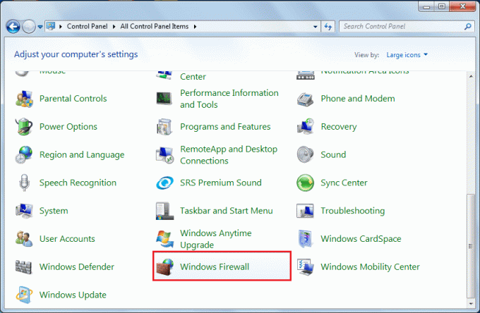 Ouvrez le panneau de configuration et cliquez sur le pare-feu Windows Defender