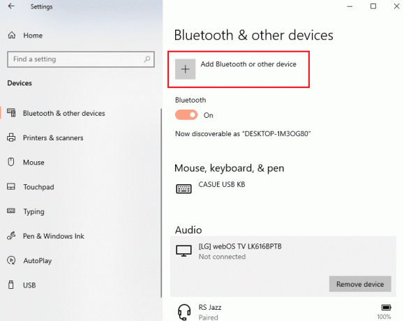Cliquez sur le bouton Ajouter Bluetooth ou autre appareil 