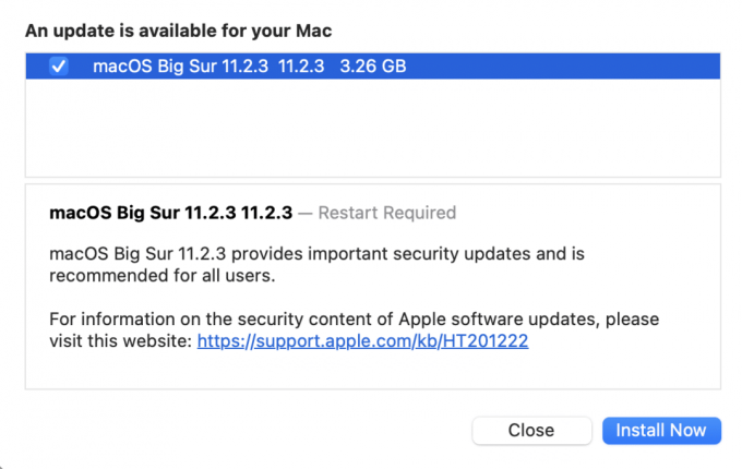 Ažuriranje macOS-a Big Sur. sada instalirati
