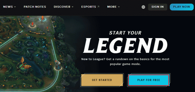 vai alla pagina di download del sito ufficiale di League of Legends e fai clic sull'opzione Gioca gratis