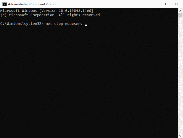  Tastați net stop wuauserv în fereastra de comandă. Remediați eroarea Windows Update Download 0x800f0984 2H1