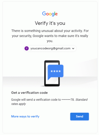 Google va solicita verificarea folosind codul atunci când ștergeți permanent contul Gmail