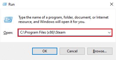 Escriba C: \ Archivos de programa (x86) \ Steam y presione Intro. Cómo arreglar la tienda Steam que no se carga