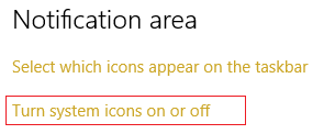 Klik op Systeempictogrammen in- of uitschakelen