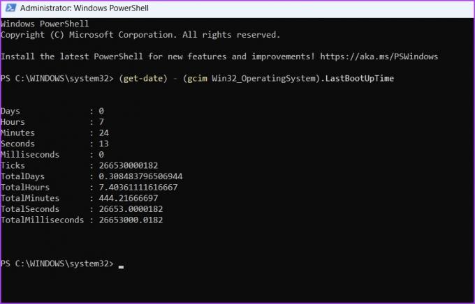 _LastBootUpTime komanda Rezultatas PowerShell