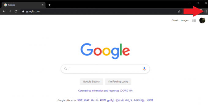Nyissa meg a Google Chrome-ot, és keresse meg a „Menü” ikont a jobb felső sarokban, és kattintson rá