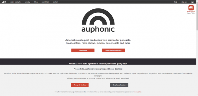 Auphonic službena web stranica. Najbolji besplatni softver za snimanje podcasta