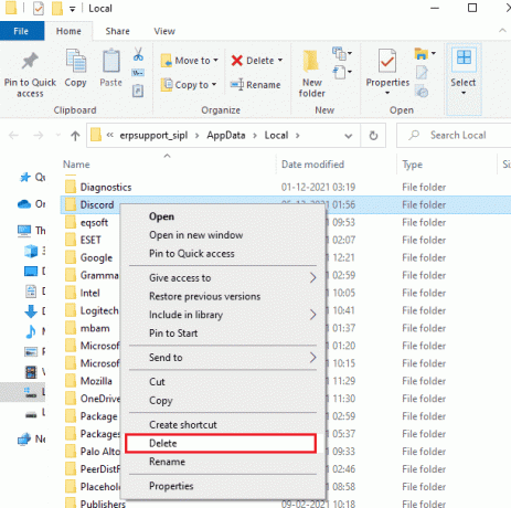 Găsiți folderul Discord utilizând meniul de căutare și ștergeți-l. Remediați eroarea 1105 Discord în Windows 10