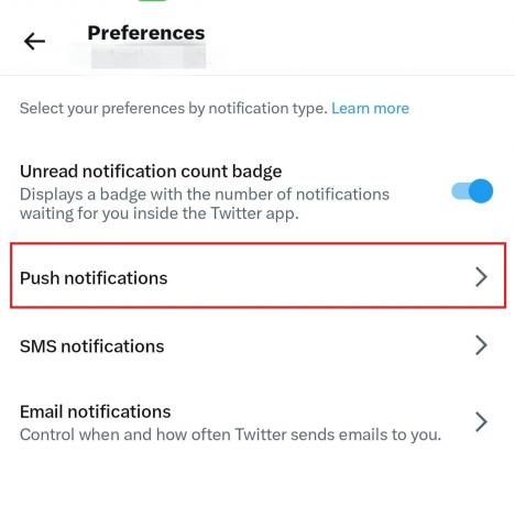 Докоснете Push Notifications.