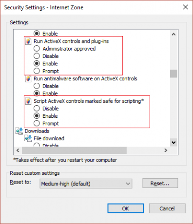 ActiveX-vezérlők és beépülő modulok engedélyezése