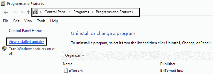 Programme und Funktionen zeigen installierte Updates an