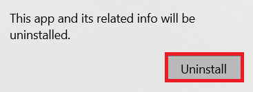 Napsauta Poista tämä sovellus ja vahvista siihen liittyvät tiedot