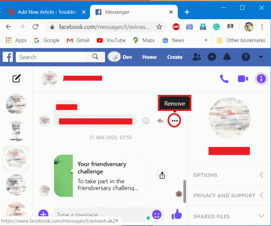 spustelėkite 3 horizontalius taškus ir paspauskite Pašalinti