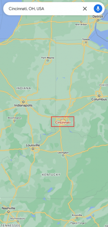 Haritada Cincinnati'yi bulun | iki yerin ortası