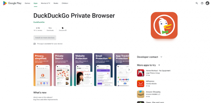 DuckDuckGo webbläsare Play Store