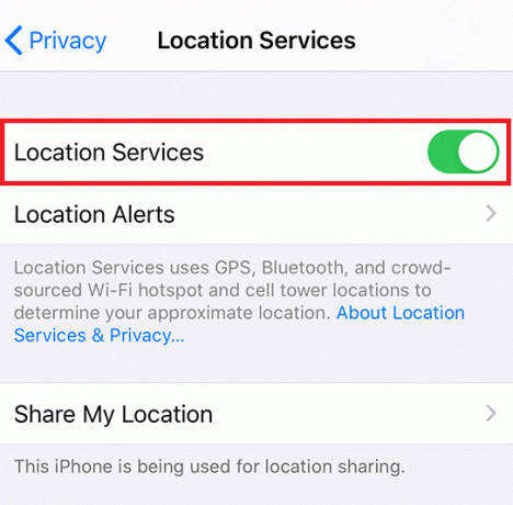 Placeringstjenester Skift iPhone-indstillinger
