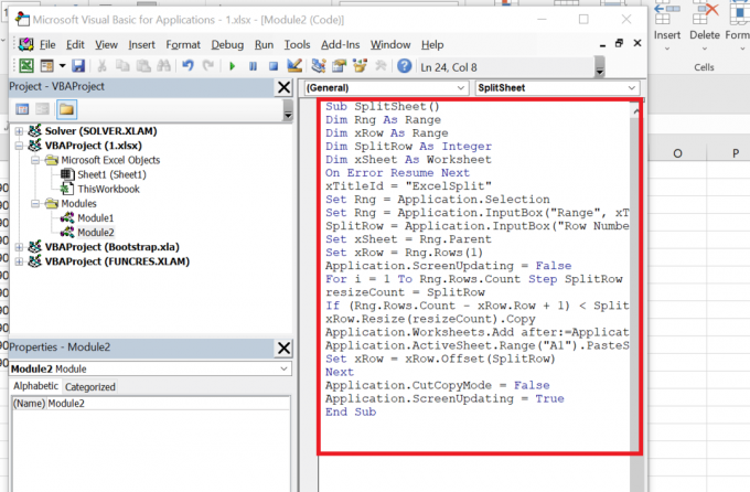 Prilepite to kodo v modul | Kako razdeliti datoteko Excel v več datotek po vrsticah