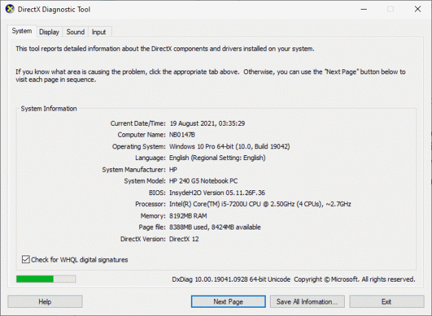 La schermata seguente verrà visualizzata sullo schermo quando il sistema contiene già DirectX 12