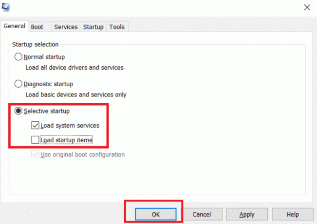 velg Selektiv oppstart. Fiks Windows Defender Error Code 0x80016CFA