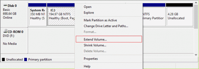 คลิกขวาที่ไดรฟ์ระบบแล้วเลือก Extend Volume วิธีแก้ไข Arbiter.dll ไม่พบ Windows 10