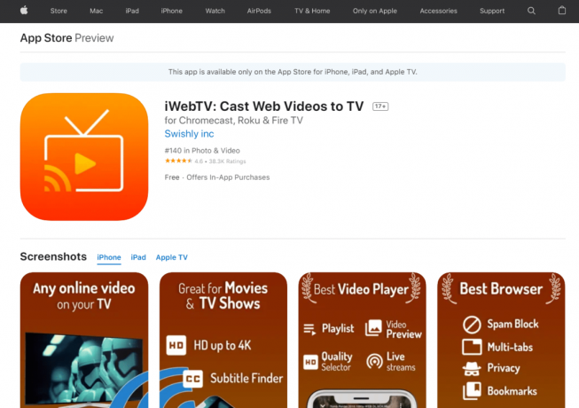 iWebTV iOS 앱 앱스토어