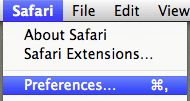 Preferências do Safari