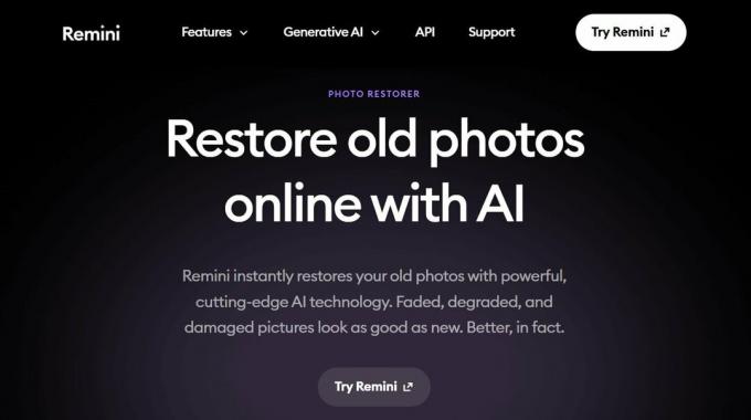 Remini AI Photo Restorer-Website
