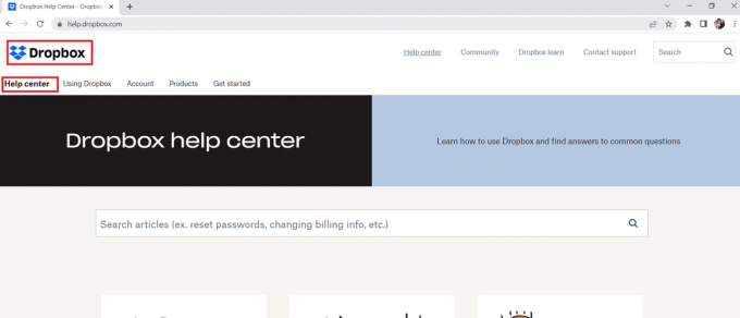 Gå till webbplatsen för Dropbox Hjälpcenter.